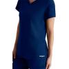 BARCO Skechers Vitality Aura Classic Fit Scrub Top for Women – 3-Pocket Classic V-Neck Top with 4-Way Stretch(Navy)