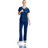 BARCO Skechers Vitality Aura Classic Fit Scrub Top for Women – 3-Pocket Classic V-Neck Top with 4-Way Stretch(Navy)