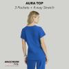 BARCO Skechers Vitality Aura Classic Fit Scrub Top for Women – 3-Pocket Classic V-Neck Top with 4-Way Stretch(New Royal)