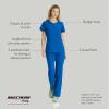 BARCO Skechers Vitality Aura Classic Fit Scrub Top for Women – 3-Pocket Classic V-Neck Top with 4-Way Stretch(New Royal)