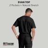 Grey’s Anatomy Men’s GRT091 Evan Top 2 Pocket V-Neck Scrub Top(Black)
