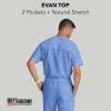 Grey’s Anatomy Men’s GRT091 Evan Top 2 Pocket V-Neck Scrub Top(Ciel Blue)