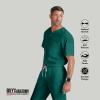 Grey’s Anatomy Men’s GRT091 Evan Top 2 Pocket V-Neck Scrub Top(Hunter Green)