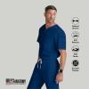 Grey’s Anatomy Men’s GRT091 Evan Top 2 Pocket V-Neck Scrub Top(Indigo)