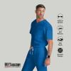 Grey’s Anatomy Men’s GRT091 Evan Top 2 Pocket V-Neck Scrub Top(New Royal)