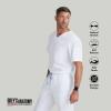 Grey’s Anatomy Men’s GRT091 Evan Top 2 Pocket V-Neck Scrub Top(White)