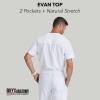 Grey’s Anatomy Men’s GRT091 Evan Top 2 Pocket V-Neck Scrub Top(White)