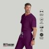 Grey’s Anatomy Men’s GRT091 Evan Top 2 Pocket V-Neck Scrub Top(Wine)