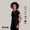 Grey’s Anatomy by BARCO Evelyn Scrub Top for Women – 3-Pocket V-Neck Scrub Shirt with Natural Stretch, & Soil Release Fabric(Black)