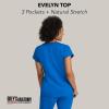 Grey’s Anatomy by BARCO Evelyn Scrub Top for Women – 3-Pocket V-Neck Scrub Shirt with Natural Stretch, & Soil Release Fabric(New Royal)