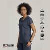 Grey’s Anatomy by BARCO Evelyn Scrub Top for Women – 3-Pocket V-Neck Scrub Shirt with Natural Stretch, & Soil Release Fabric(Steel)
