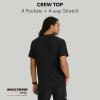 Skechers Vitality by BARCO Crew Scrub Top for Men – Crossover V-Neck Medical Top, Sustainable Fabric Men’s Scrub Top(Black)