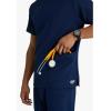 Skechers Vitality by BARCO Crew Scrub Top for Men – Crossover V-Neck Medical Top, Sustainable Fabric Men’s Scrub Top(Navy)