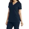 BARCO Grey’s Anatomy Women’s Mia Top, V-Neck Medical Scrub Top w/ 3 Pockets & Princess Seaming(Granite)