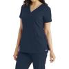BARCO Grey’s Anatomy Women’s Mia Top, V-Neck Medical Scrub Top w/ 3 Pockets & Princess Seaming(Steel)