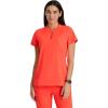 BARCO One Flux Classic Fit Zip Collar Scrub Top for Women – 2-Pocket Banded Zip Collar Scrub Shirt with 360 Spandex Stretch(Neon Flame)