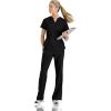 BARCO STRONG Liz Classic Fit Scrub Top & Pant Set for Women – Up to 70°C Wash, Natural Stretch, Moisture Wicking, Anti-Static(Black)