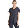 BARCO Skechers Vitality Aura Classic Fit Scrub Top for Women – 3-Pocket Classic V-Neck Top with 4-Way Stretch(Pewter)