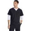 Barco Men’s Blue V-Neck Ribbed Scrub Top 5XL(Steel)