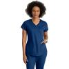 Grey’s Anatomy by BARCO Evelyn Scrub Top for Women – 3-Pocket V-Neck Scrub Shirt with Natural Stretch, & Soil Release Fabric(Indigo)