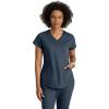 Grey’s Anatomy by BARCO Evelyn Scrub Top for Women – 3-Pocket V-Neck Scrub Shirt with Natural Stretch, & Soil Release Fabric(Steel)