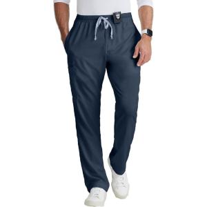 BARCO Grey’s Anatomy Scrubs – Evan Scrub Pant for Men, Elastic Waist With Zip Fly, Straight Leg Men’s Scrub Pant(Steel)