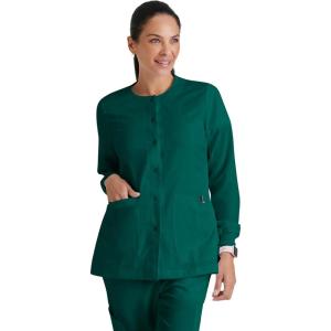 BARCO Grey’s Anatomy Scrubs – Jamie Warm-Up Jacket for Women, Fitted Back with Belt Inset Super-Soft Women’s Scrub Jacket(Hunter Green)