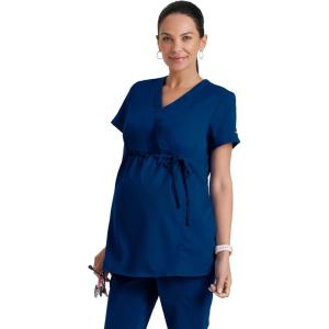 BARCO Grey’s Anatomy Scrubs – Lilah Maternity Scrub Top for Women, Mock Wrap Front, Fitted Back Women’s Scrub Top(Indigo (Navy))