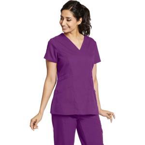 BARCO Grey’s Anatomy Women’s Mia Top, V-Neck Medical Scrub Top w/ 3 Pockets & Princess Seaming(Very Berry)