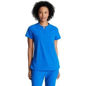 BARCO One Flux Classic Fit Zip Collar Scrub Top for Women – 2-Pocket Banded Zip Collar Scrub Shirt with 360 Spandex Stretch(New Royal)
