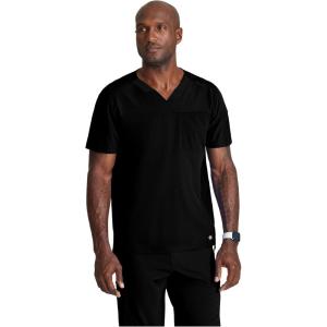 Barco Men’s Blue V-Neck Ribbed Scrub Top 5XL(Black)