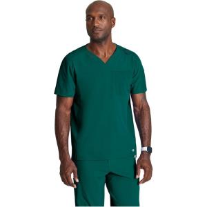 Barco Men’s Blue V-Neck Ribbed Scrub Top 5XL(Hunter Green)