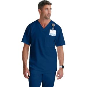 Grey’s Anatomy Men’s GRT091 Evan Top 2 Pocket V-Neck Scrub Top(Indigo)
