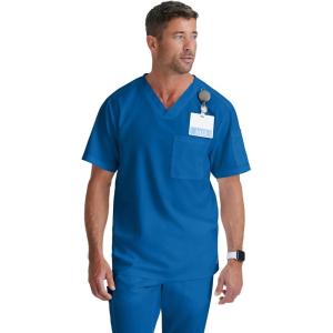 Grey’s Anatomy Men’s GRT091 Evan Top 2 Pocket V-Neck Scrub Top(New Royal)