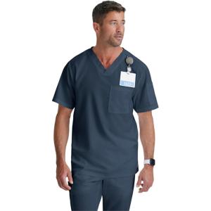 Grey’s Anatomy Men’s GRT091 Evan Top 2 Pocket V-Neck Scrub Top(Steel)