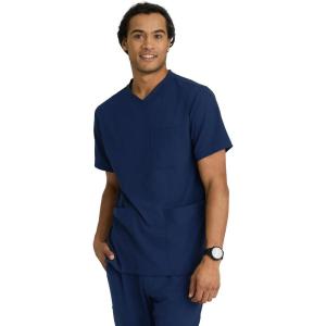Skechers Vitality by BARCO Crew Scrub Top for Men – Crossover V-Neck Medical Top, Sustainable Fabric Men’s Scrub Top(Navy)
