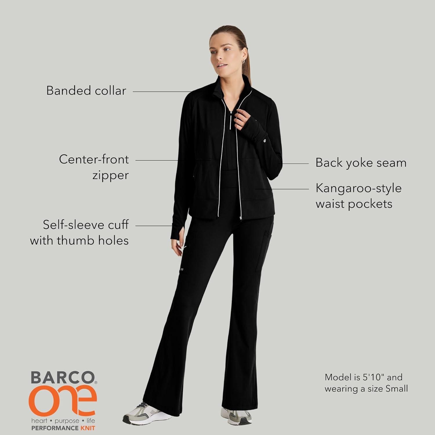 imageBARCO One Performance Knit Arena WarmUp Jacket For Women Banded Collar Center Front Zipper Womens Scrub JacketBlack