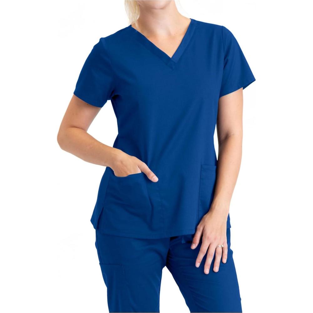imageBARCO Essentials Unison Scrub Top for Women  Crossover VNeck Womens Scrub TopNew Royal