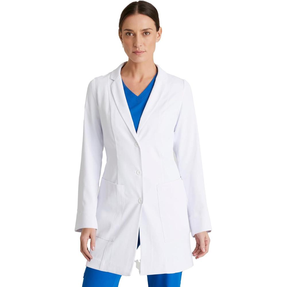 imageBARCO Merit Lab Coat for Women  Professional 3Pocket 3Button Closure Long Sleeve 30 Womens Lab CoatWhite