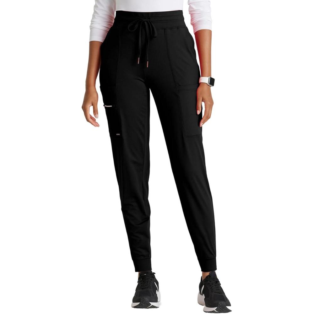 imageBARCO One Performance Knit Pro Classic Fit Scrub Jogger for Women  5Pocket HighRise Pants with 360 Spandex StretchBlack