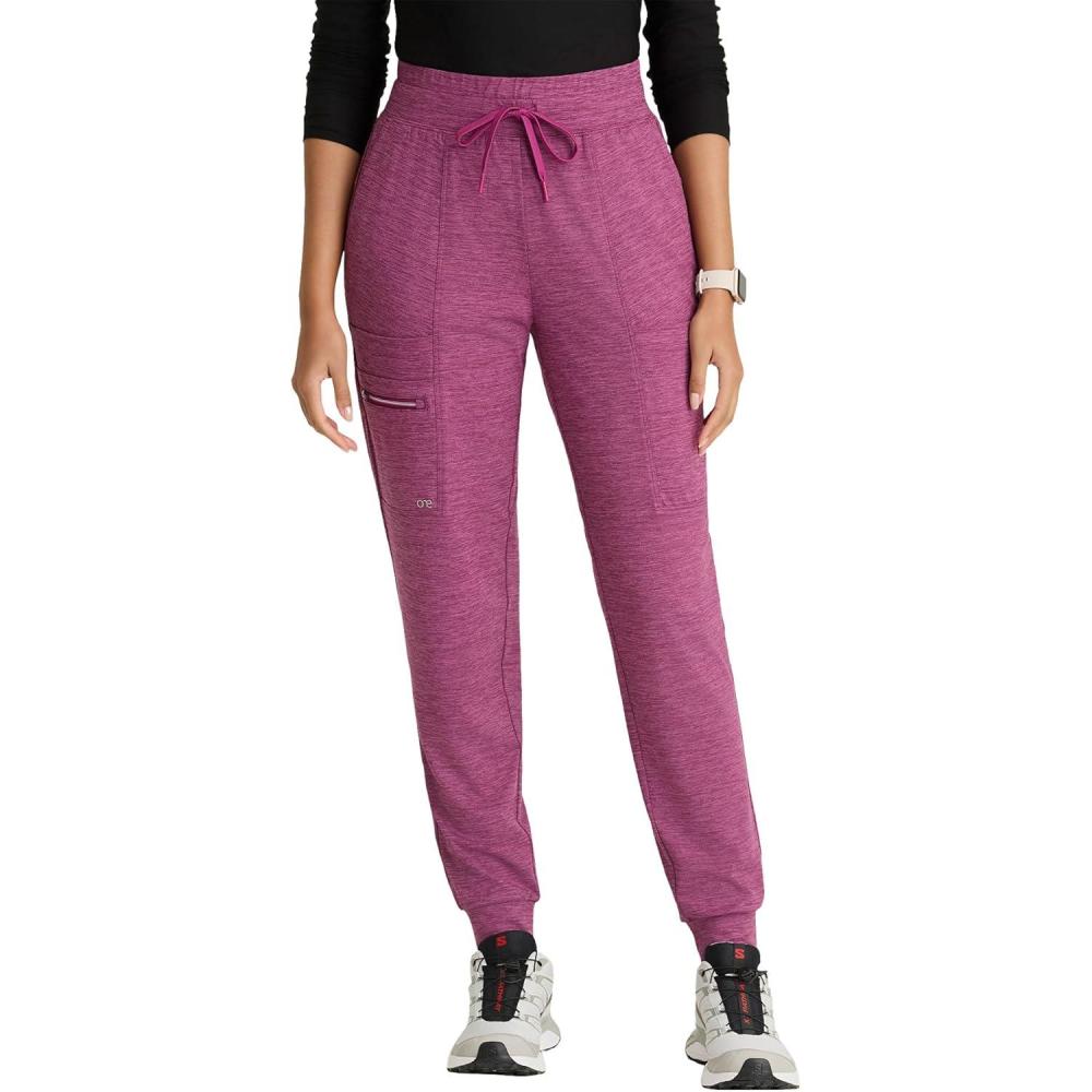 imageBARCO One Performance Knit Pro Classic Fit Scrub Jogger for Women  5Pocket HighRise Pants with 360 Spandex StretchDark Mauve Heather