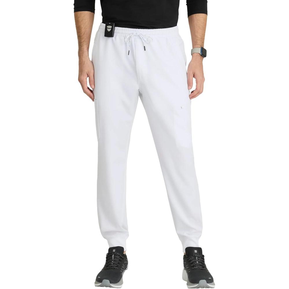 imageBARCO Unify Rally Scrub Jogger for Men  6Pocket Elastic Waist Pants with 360 Spandex Stretch amp Moisture Wicking FabricWhite