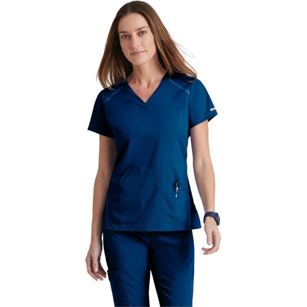 imageGreys Anatomy Impact Elevate Top for Women Extreme Comfort Medical Scrub TopIndigo