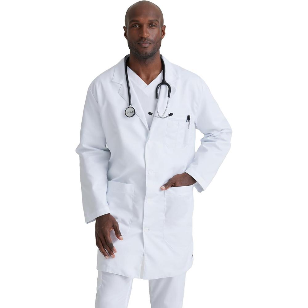 imageGreys Anatomy Mens 5 Pocket 37 Inch LabcoatWhite