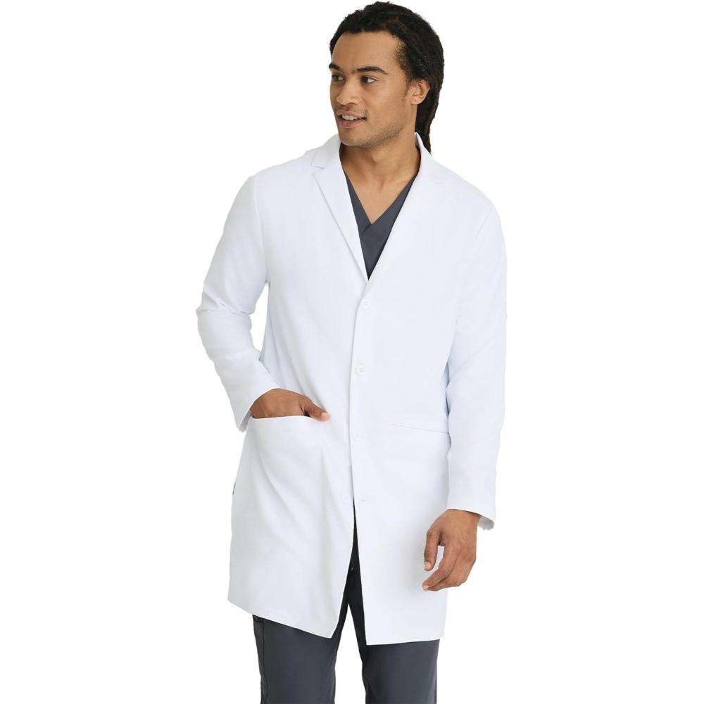 imageSkechers by BARCO Emerge Lab Coat for Men  3Pocket Medical Scrub Coat with 2way Natural Stretch amp Soil Release FabricWhite