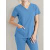 BARCO Essentials Unison Scrub Top for Women – Crossover V-Neck Women’s Scrub Top(Ciel Blue)