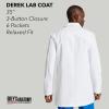 BARCO Grey’s Anatomy Scrubs – Derek Lab Coat for Men, Professional Full-Length 3-Button Long Sleeve 35″- 39″ Lab Coat(White)