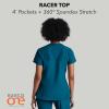 BARCO ONE – Women’s Racer Top, V-Neck Medical Scrub Top w/ 4 Pockets and 360 Spandex Stretch Fabric(Bahama)