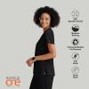 BARCO ONE – Women’s Racer Top, V-Neck Medical Scrub Top w/ 4 Pockets and 360 Spandex Stretch Fabric(Black)