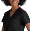 BARCO ONE – Women’s Racer Top, V-Neck Medical Scrub Top w/ 4 Pockets and 360 Spandex Stretch Fabric(Black)